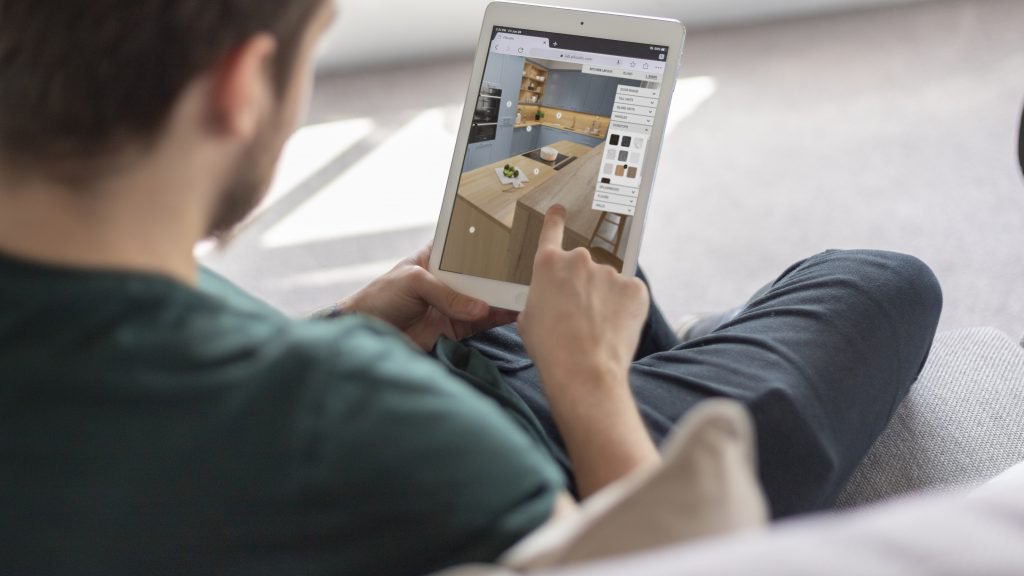 Kitchen configurator being used on an iPad